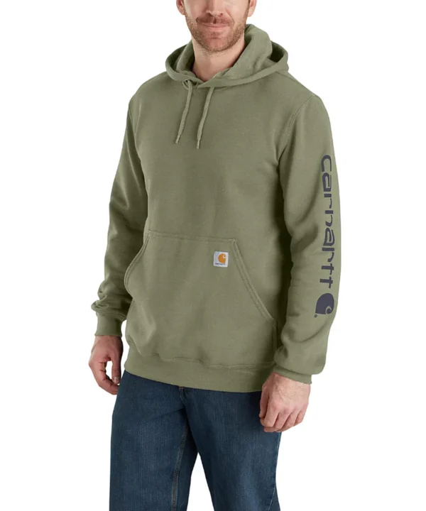 CARHARTT Logo Sleeve Hoodie -dusty green