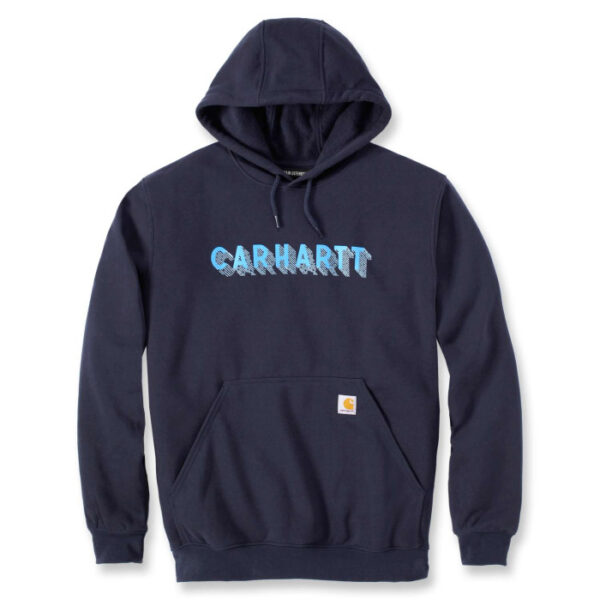 CARHARTT  Logo Graphic Hoodie - New Navy Blue - Image 2