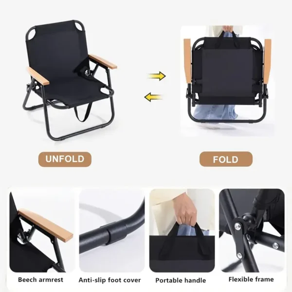 LFO folding chair with wood handles - Image 2