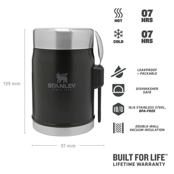 Stanley Classic Food Jar + Spork, 0.4 lt, Matte Black Pebble - Image 3