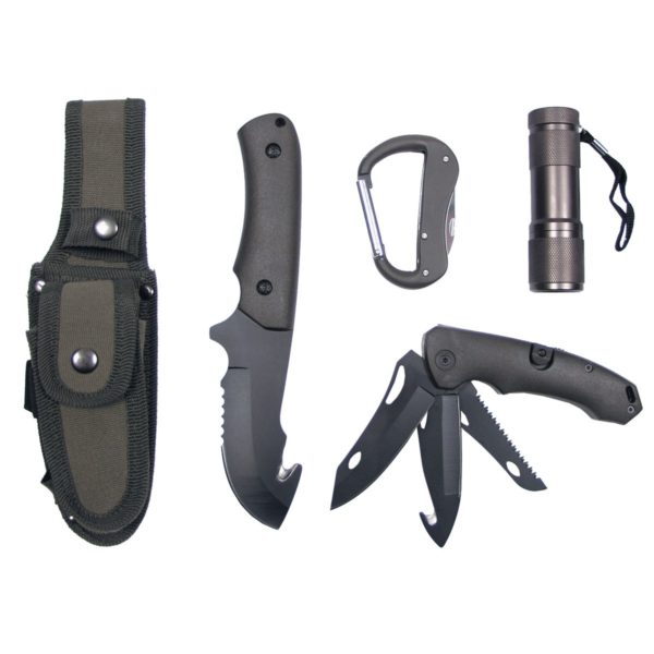 Fox Knife Set, Black, plastic handle, sheath