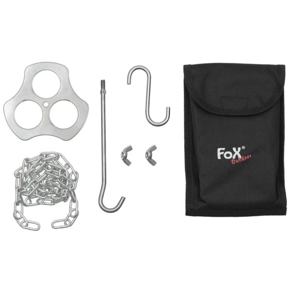 Fox Outdoor  Tripod Holder, Stainless Steel, with chain and hook